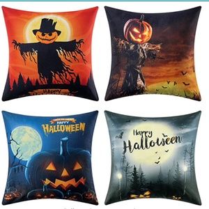 NEW Farmhouse Halloween Pillow Covers 18x18 Inches (Set of 4)